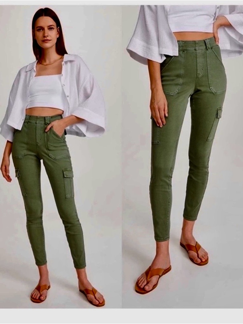 SPANX Olive Green High-Rise Cargo Pants